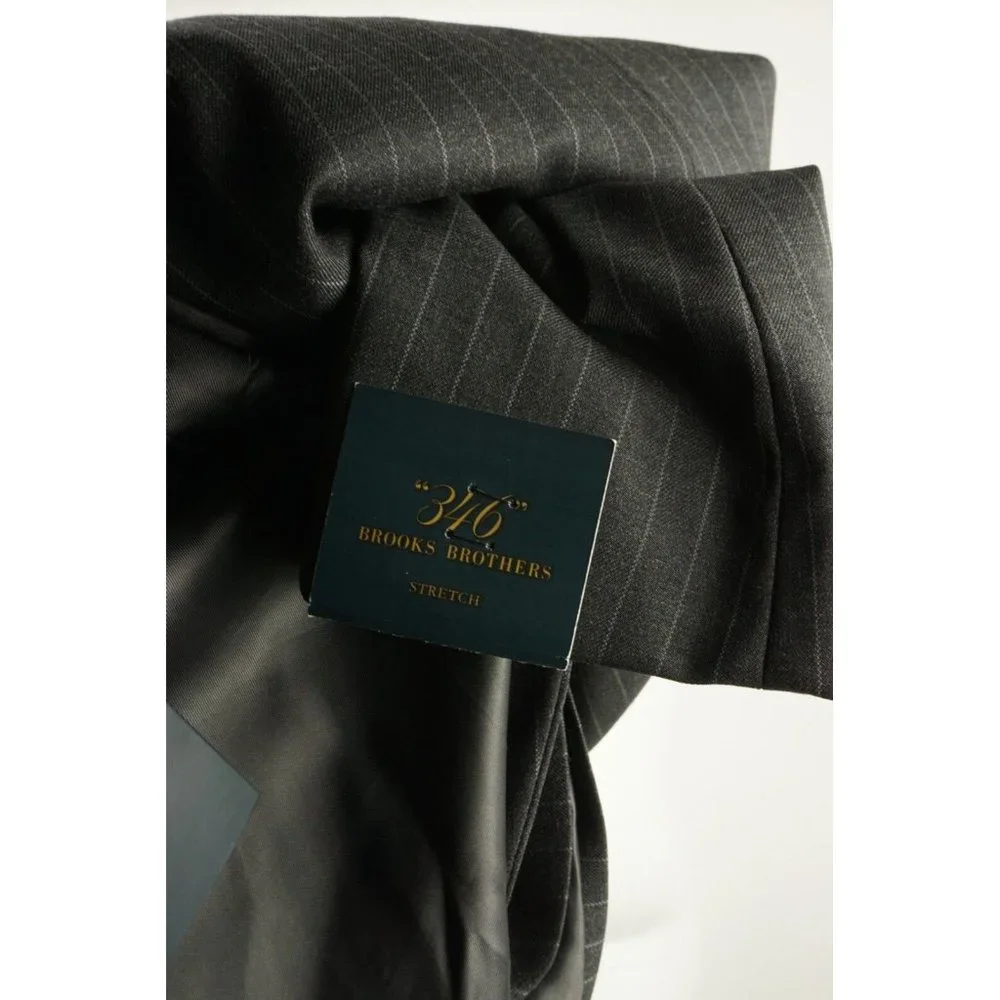 New Brooks Brothers 346 Stretch Mens 43R Gray Pin Stripe Twill Wool Notch Blazer